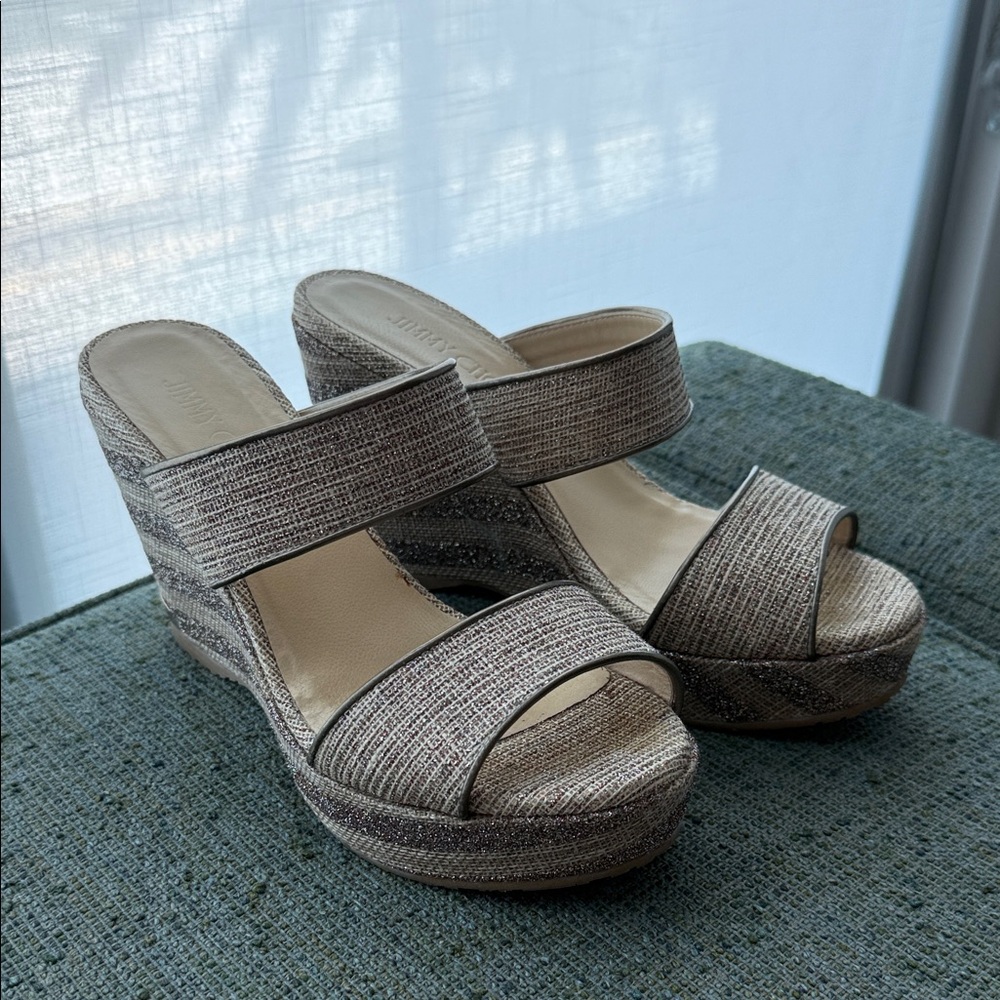 Jimmy Choo Metallic Wedge Sandals